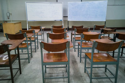 Empty chairs at classroom