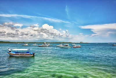 Boat sailing in sea