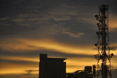 Low angle view of silhouette building against sky during sunset