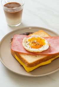 Close-up of food in plate on table