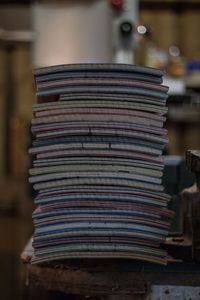 Close-up of stacked fabric