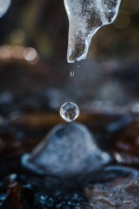 Close-up of water falling from splashing
