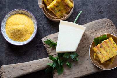 High angle view of food on table