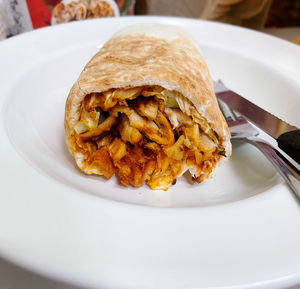 Close-up of meal served in plate