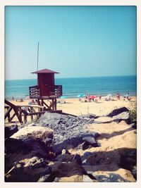 Scenic view of sea against clear sky