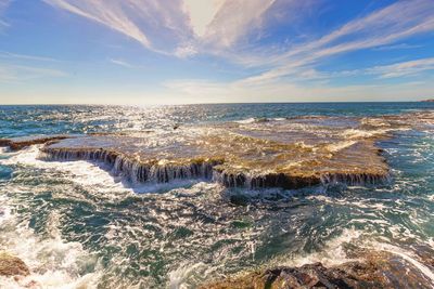 Aerial view of sea against sky