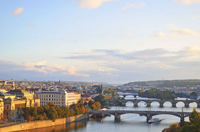 River by city against sky