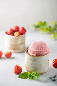 Close-up of dessert on table