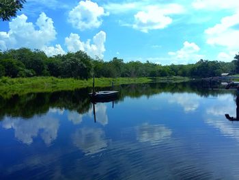 Scenic view of lake against sky