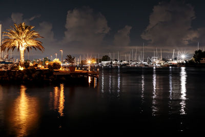 Marina by night - porto romano at fiumicino on the tiber river in italy