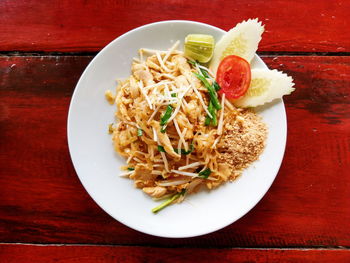 High angle view of meal served in plate