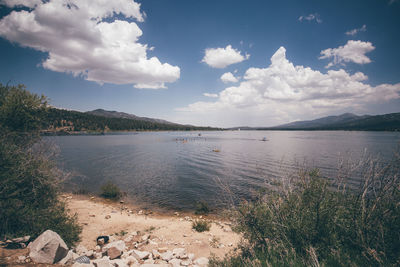 Scenic view of lake against sky