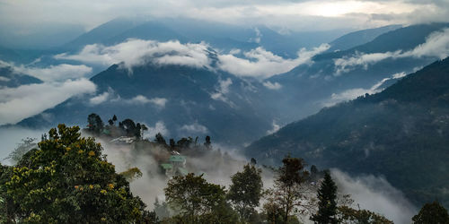 Panoramic view of mountains against sky