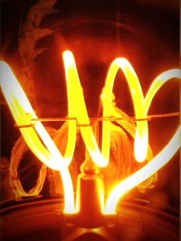 Close-up of illuminated yellow lights