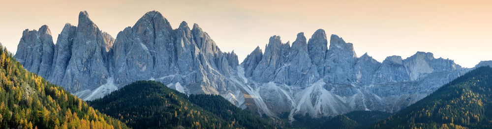 Panoramic view of landscape and mountains against sky