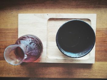 Directly above shot of black coffee on table