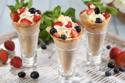 Close-up of dessert on table
