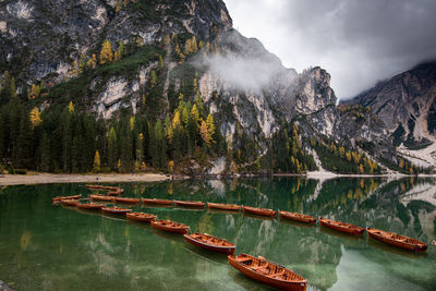 Panoramic view of boats in lake