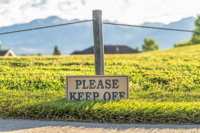 Information sign on field