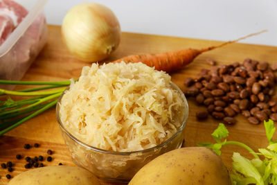 Close-up of food on table