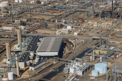 High angle view of buildings in city