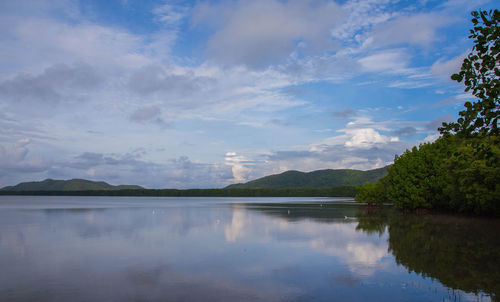 Scenic view of lake against sky