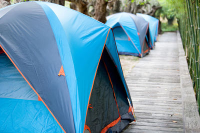 Row of tent on footpath