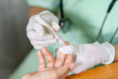Close-up of taking blood sample