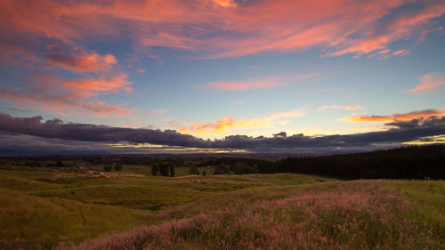 Scenic view of landscape against cloudy sky