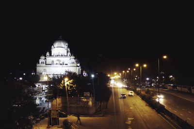 City lit up at night