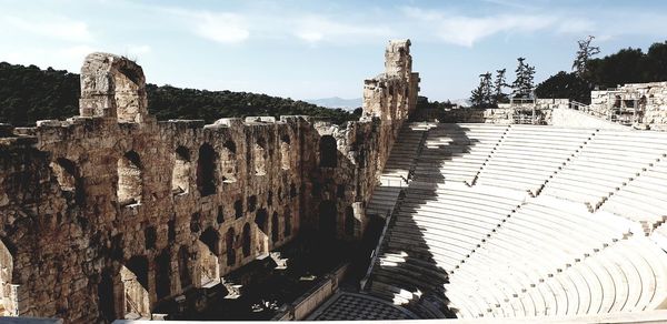 Panoramic view of historical building against cloudy sky