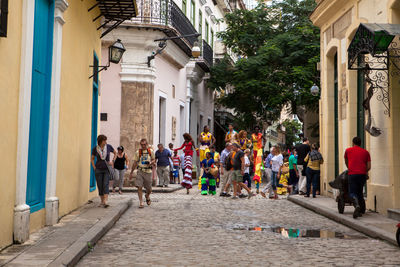 People walking in city