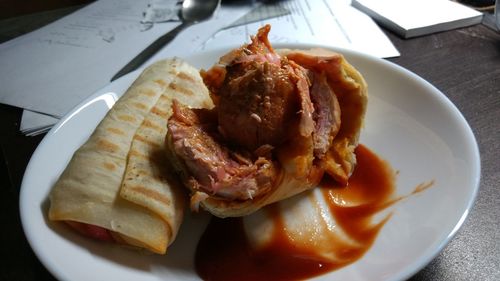 Close-up of meat on plate