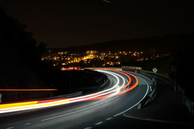 Light trails on highway at night