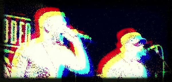 Graffiti on wall at night