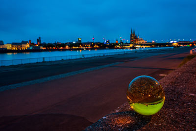 Panoramic view of cologne cathedral at night, germany.