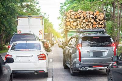 Cars on street in city