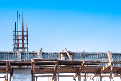 Construction site against clear blue sky