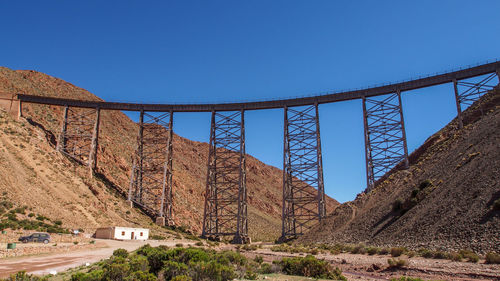 View of bridge against clear blue sky