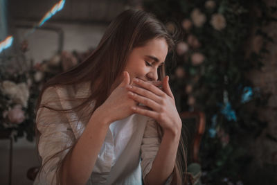 Portrait of happy young woman