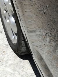 Close-up of tire track