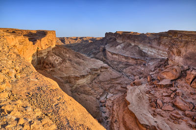 Rock formations on landscape against sky