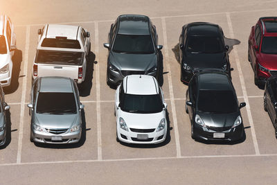 High angle view of vehicles on road