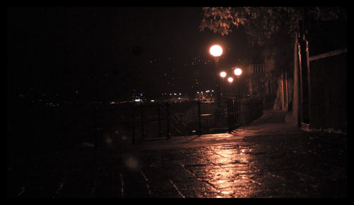 Interior of illuminated road at night