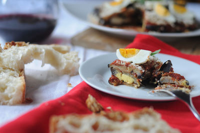 Close-up of meal served in plate