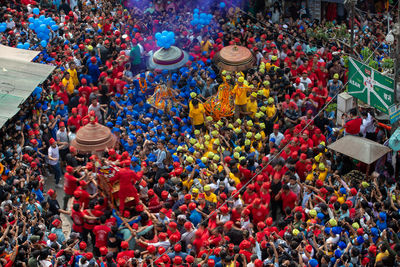 High angle view of crowd