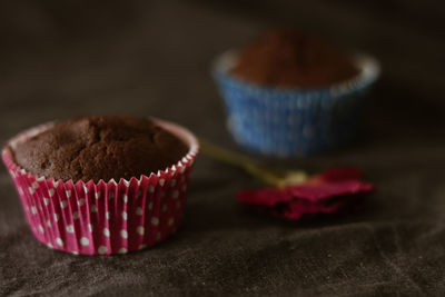 Close-up of cupcakes on table