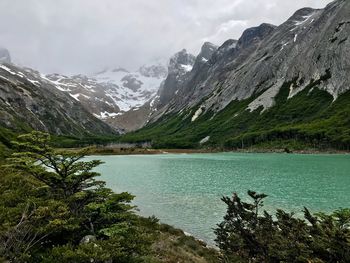 Scenic view of lake and mountains