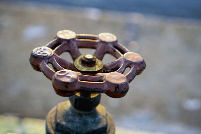Close-up of rusty metallic valve