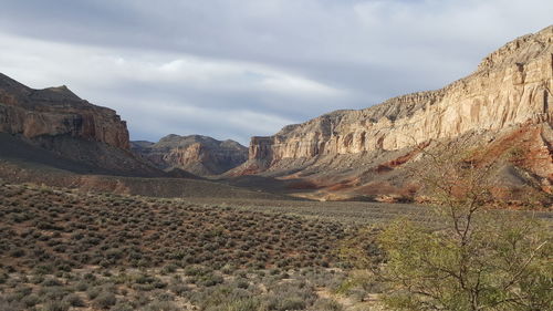 Scenic view of rocky mountains against sky